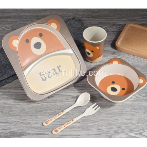 Οικολογικό 5-τεμαχίων Bamboo Kids Dinner Set